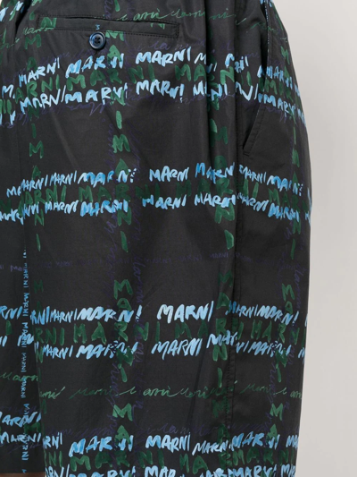 Marni Logo-print Bermuda Shorts In Black
