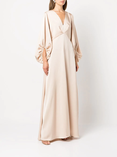 Shop Sachin & Babi Jenny Puff-sleeves Gown In Champagne