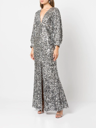 Shop Sachin & Babi Gabby Sequin Gown In Silver Sequins