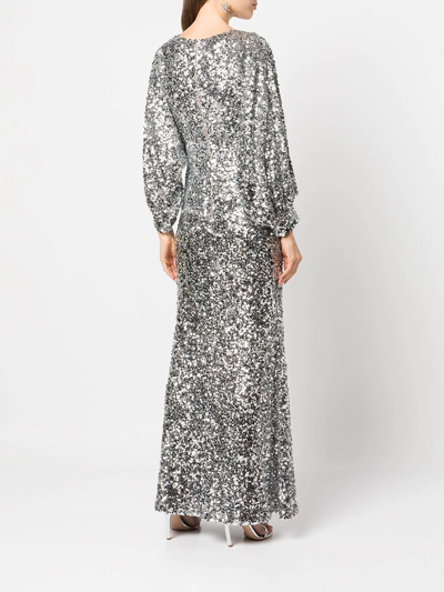 Shop Sachin & Babi Gabby Sequin Gown In Silver Sequins