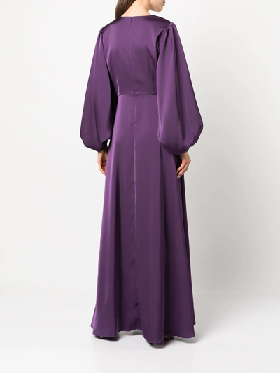 Shop Sachin & Babi Jenny Puff-sleeves Gown In Purple