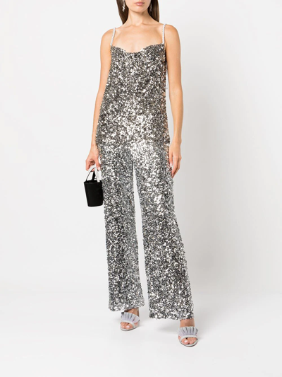 Shop Sachin & Babi Alli Sequin Trousers In Silver Sequins