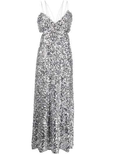 Shop Sachin & Babi Roux Sequin-embellished Midi Dress In Silver