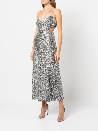 Shop Sachin & Babi Roux Sequin-embellished Midi Dress In Silver