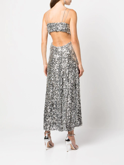 Sachin & Babi Roux Sequin-embellished Midi Dress In Silver