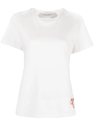 Shop Golden Goose Logo-patch Cotton T-shirt In White