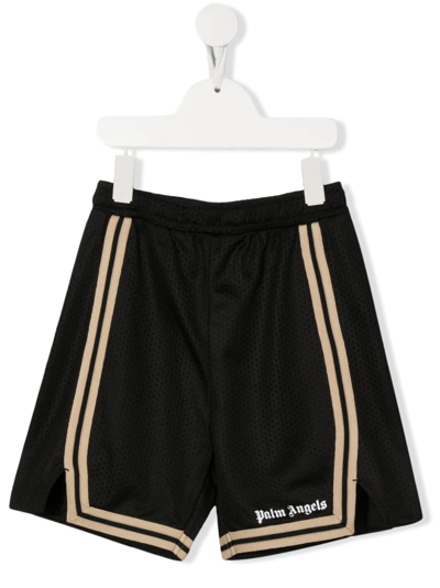 Shop Palm Angels Side-stripe Logo-print Shorts In Black