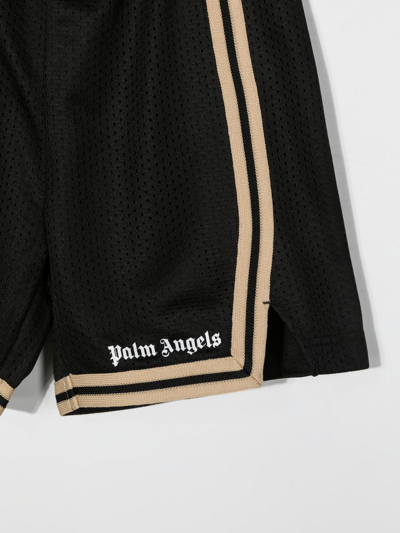Shop Palm Angels Side-stripe Logo-print Shorts In Black