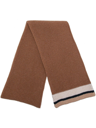 Pringle Of Scotland Tipped Wool-cashmere Scarf In Brown