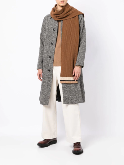 Pringle Of Scotland Tipped Wool-cashmere Scarf In Brown