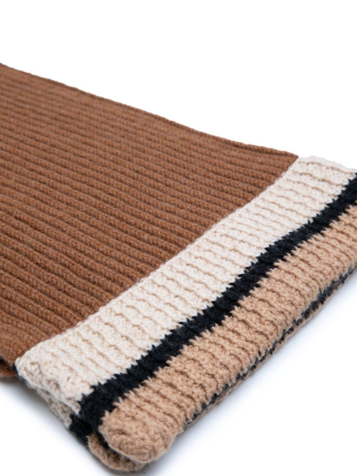 Pringle Of Scotland Tipped Wool-cashmere Scarf In Brown