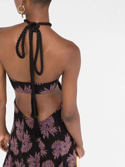 Shop Etro Floral-print Open-back Maxi Dress In Black