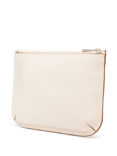 Shop Aspinal Of London Ella Leather Clutch Bag In Neutrals