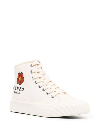 Kenzo Embroidered-logo Hi-top Sneakers In White