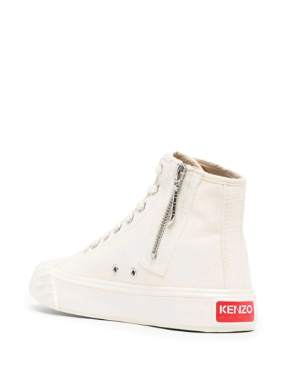 Shop Kenzo Embroidered-logo Hi-top Sneakers In White