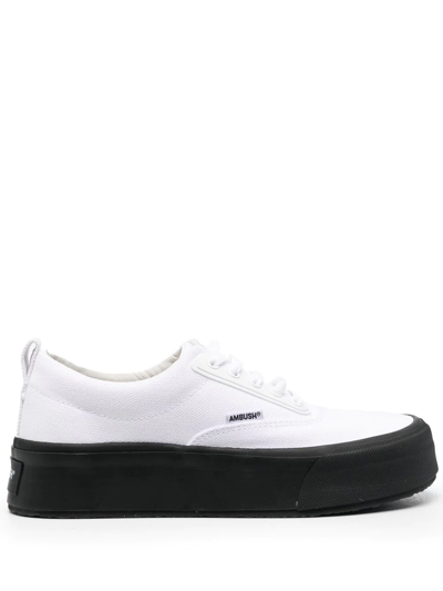 Shop Ambush Lace-up Flatform Sneakers In White