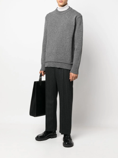 Shop Maison Margiela Elbow-patch Knitted Jumper In Grey