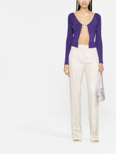Shop Jacquemus La Maille Pralu Longue Cardigan In Purple