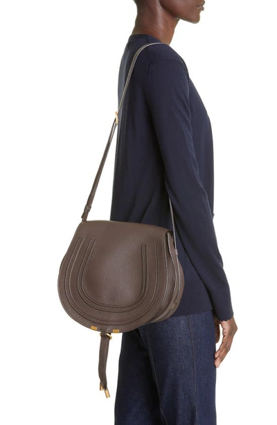Shop Chloé Medium Marcie Leather Crossbody Bag In Bold Brown