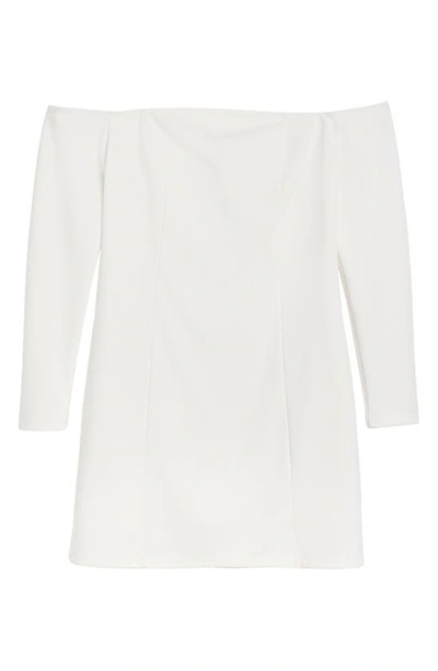 Shop River Island Off The Shoulder Long Sleeve Shift Minidress In White