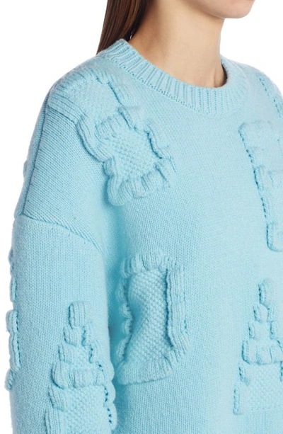 Shop Bottega Veneta Alphabet Oversize Crewneck Sweater In Pale Blue