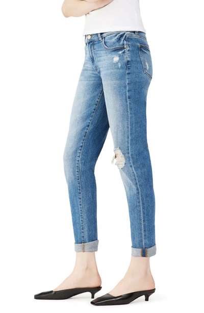Shop Dl1961 Riley Ripped Boyfriend Straight Leg Jeans In Oasis Distressed