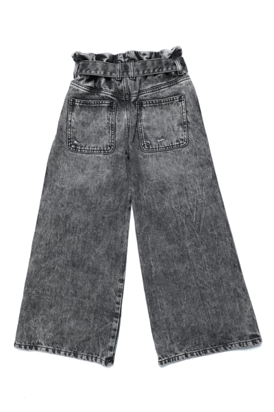 Diesel Kids' D-piper Flare Jeans Grigio Con Lavaggio Vintage In Black |  ModeSens
