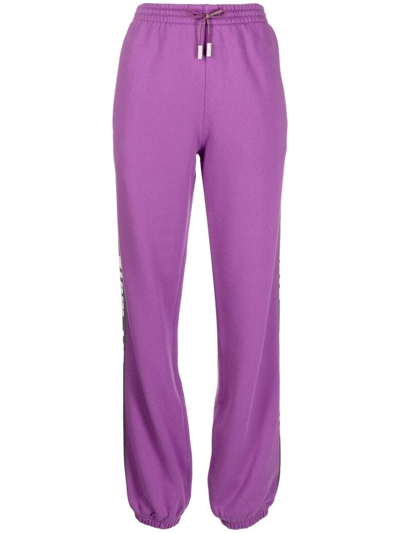 Shop Off-white Purple Logo-tape Cotton Track Pants