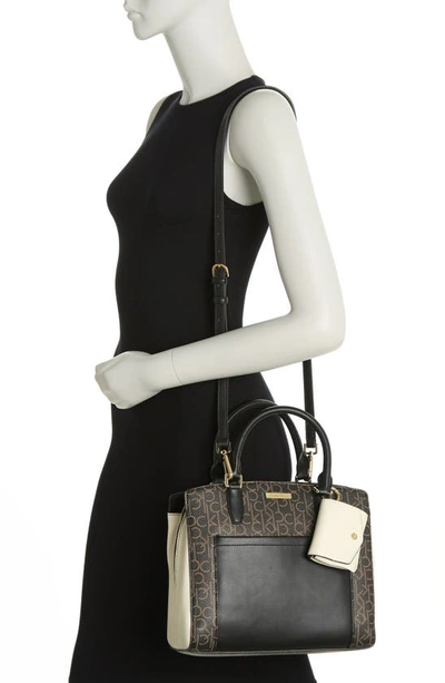 Shop Calvin Klein Nia Satchel In Brown/ Khaki/ Black/ White