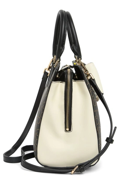 Shop Calvin Klein Nia Satchel In Brown/ Khaki/ Black/ White