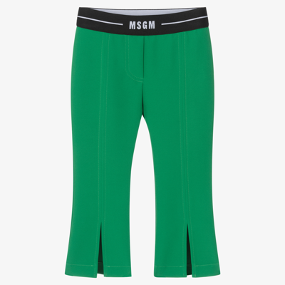 Shop Msgm Girls Green Flared Trousers