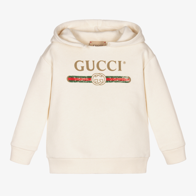 Gucci Baby Off-white Logo Hoodie In Ivory | ModeSens