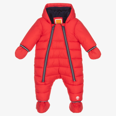 Timberland Boys Red Padded Baby Snowsuit | ModeSens