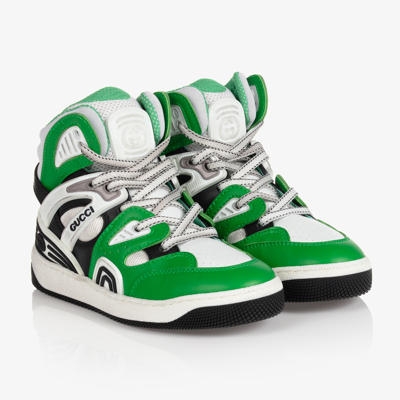 Shop Gucci Boys Green High-top Trainers