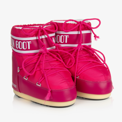 Shop Moon Boot Pink Logo Short Snow Boots