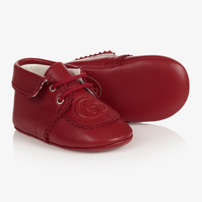 Shop Gucci Girls Red Leather Pre-walkers