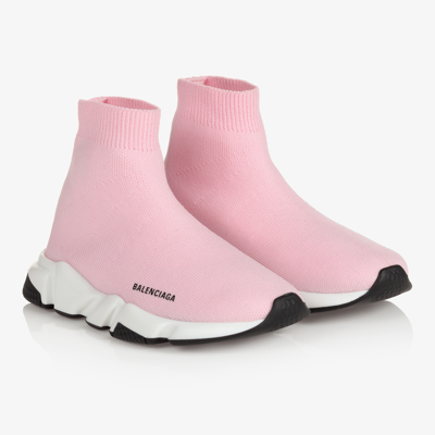 Shop Balenciaga Pink Logo Speed Trainers