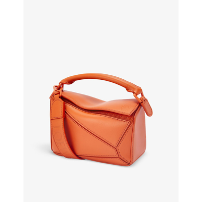 Shop Loewe Women's Orange Puzzle Mini Leather Shoulder Bag