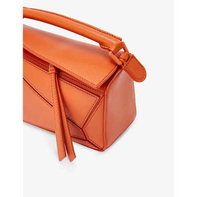 Shop Loewe Women's Orange Puzzle Mini Leather Shoulder Bag