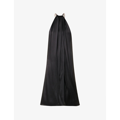 Shop Stella Mccartney Asymmetric Sleeveless Satin Mini Dress In Black