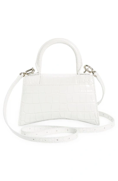 Balenciaga Extra Small Hourglass Croc Embossed Leather Top Handle Bag In White