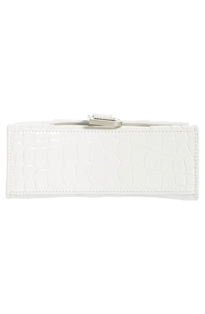 Shop Balenciaga Extra Small Hourglass Croc Embossed Leather Top Handle Bag In White