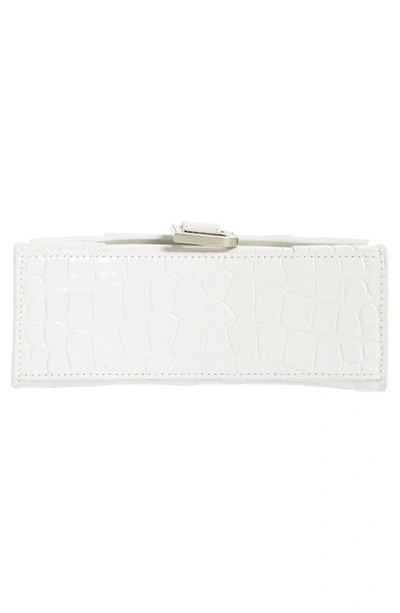 Balenciaga Extra Small Hourglass Croc Embossed Leather Top Handle Bag In White