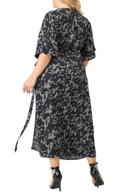 Standards & Practices Short Sleeve Wrap Maxi Dress In Midnight Camo