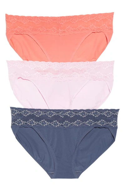 Shop Natori Bliss Perfection 3-pack Bikini Briefs In Sun/ba/nvy