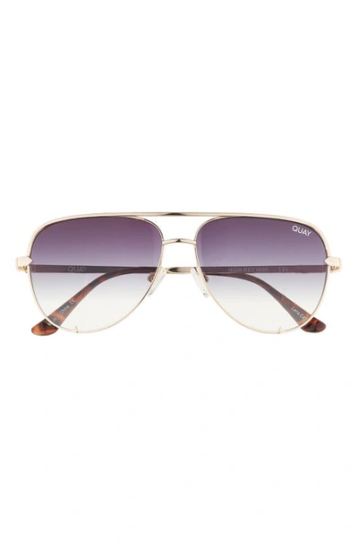 Shop Quay High Key Mini 51mm Aviator Sunglasses In Gold/ Black Fade