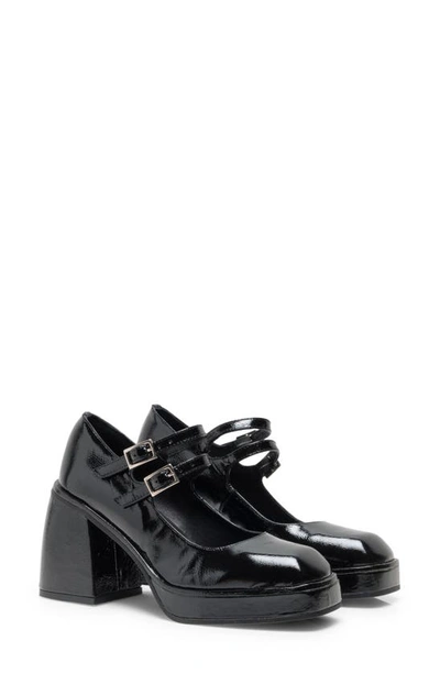 Free People Ruby Double Strap Mary Jane In Black Leather