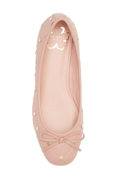 Shop Ted Baker Libban Quilted Ballerina Flat In Dusky Pink