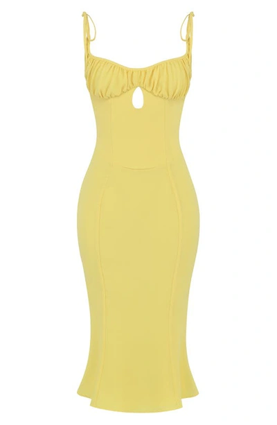 House Of Cb Soren Keyhole Cutout Mermaid Midi Dress In Buttercup