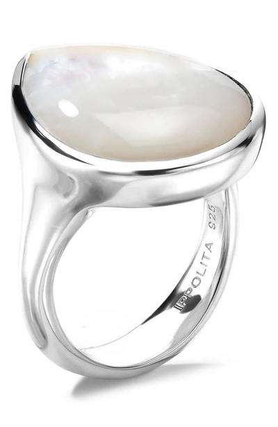 Ippolita 925 Ondine Sculptured Teardrop Ring In Mother-of-pearl Cabochon In Sterling Silver
